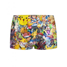 Мужские трусы 3D с принтом Pokemon в городе Новоалтайск, 50% хлопок, 50% полиэстер | классическая посадка, на поясе мягкая тканевая резинка | pokemon | аниме | покемон