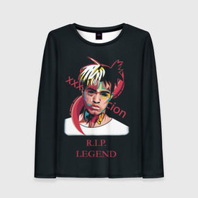 Женский лонгслив 3D с принтом XXXTentacion / RIP Legend 2 в городе Новоалтайск, 100% полиэстер | длинные рукава, круглый вырез горловины, полуприлегающий силуэт | legend | r.i.p. | rap | rip | tentacion | xxxtentacion | джасей онфрой | икс | легенда | покойся с миром | рэп | тентаньсьен | тентасьён | тентасьон | экс