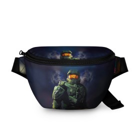Поясная сумка 3D с принтом Halo в городе Новоалтайск, 100% полиэстер | плотная ткань, ремень с регулируемой длиной, внутри несколько карманов для мелочей, основное отделение и карман с обратной стороны сумки застегиваются на молнию | combat | evolved | fps | космос | медиа | научно | ореол | оружия | стратегия | фантастика | франшиза
