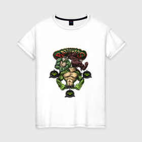 Женская футболка хлопок с принтом Battletoads ( Боевые жабы ) в городе Новоалтайск, 100% хлопок | прямой крой, круглый вырез горловины, длина до линии бедер, слегка спущенное плечо | 1991 | 90 е | 90 х | battletoads | dendy | game | gamepad | nintendo | sega | боевые жабы | денди | мутанты | нинтендо | приставка | сега