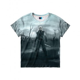 Детская футболка 3D с принтом The Witcher 3: Wild Hunt в городе Новоалтайск, 100% гипоаллергенный полиэфир | прямой крой, круглый вырез горловины, длина до линии бедер, чуть спущенное плечо, ткань немного тянется | Тематика изображения на принте: action | witcher | арбалет | бомбы | геральт | герой | игра | сфера | телепортация | фэнтези | цири