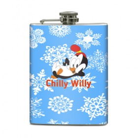 Фляга с принтом Chilly Willy в городе Новоалтайск, металлический корпус | емкость 0,22 л, размер 125 х 94 мм. Виниловая наклейка запечатывается полностью | chilly | chilly willy | арт | животные | милые | мультфильмы | пингвины | снежинки | текстура | чилли вилли