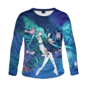 Женский лонгслив 3D с принтом Hatsune Miku в городе Новоалтайск, 100% полиэстер | длинные рукава, круглый вырез горловины, полуприлегающий силуэт | 