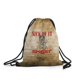Рюкзак-мешок 3D с принтом Skillet - Sick Of It в городе Новоалтайск, 100% полиэстер | плотность ткани — 200 г/м2, размер — 35 х 45 см; лямки — толстые шнурки, застежка на шнуровке, без карманов и подкладки | skilet | skillet | альтернативный | гранж | группа | джен леджер | джон купер | индастриал | кори купер | метал | ню | пост | рок | сет моррисон | симфоник | скилет | хард | христианский