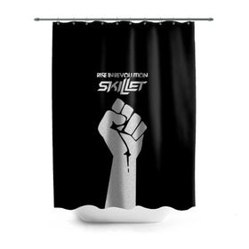 Штора 3D для ванной с принтом Rise in revolution - Skillet в городе Новоалтайск, 100% полиэстер | плотность материала — 100 г/м2. Стандартный размер — 146 см х 180 см. По верхнему краю — пластиковые люверсы для креплений. В комплекте 10 пластиковых колец | skilet | skillet | альтернативный | гранж | группа | джен леджер | джон купер | индастриал | кори купер | метал | ню | пост | рок | сет моррисон | симфоник | скилет | хард | христианский