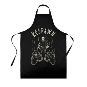 Фартук 3D с принтом respawn в городе Новоалтайск, 100% полиэстер | общий размер — 65 х 85 см, ширина нагрудника — 26 см, горловина — 53 см, длина завязок — 54 см, общий обхват в поясе — 173 см. Принт на завязках и на горловине наносится с двух сторон, на основной части фартука — только с внешней стороны | bone | gamepad | skull | джойстик | скелет | череп