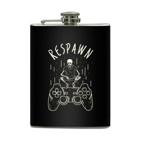 Фляга с принтом respawn в городе Новоалтайск, металлический корпус | емкость 0,22 л, размер 125 х 94 мм. Виниловая наклейка запечатывается полностью | bone | gamepad | skull | джойстик | скелет | череп