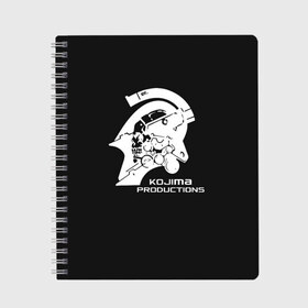 Тетрадь с принтом KOJIMA PRODUCTIONS в городе Новоалтайск, 100% бумага | 48 листов, плотность листов — 60 г/м2, плотность картонной обложки — 250 г/м2. Листы скреплены сбоку удобной пружинной спиралью. Уголки страниц и обложки скругленные. Цвет линий — светло-серый
 | hideo kojima | hilermo del toro | kojima productions | norman reedus | бурят гений | гильермо дель торо | кодзима продакшн | леа сейду | лея | мадс миккельсен | норман ридус | хидео кодзима