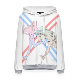 Женская толстовка 3D с принтом Darling in the Franxx в городе Новоалтайск, 100% полиэстер  | двухслойный капюшон со шнурком для регулировки, мягкие манжеты на рукавах и по низу толстовки, спереди карман-кенгуру с мягким внутренним слоем. | darling | darling in the franxx | franxx | hiro | zero two | zerotwo | милый | милый во франкcе | франкс
