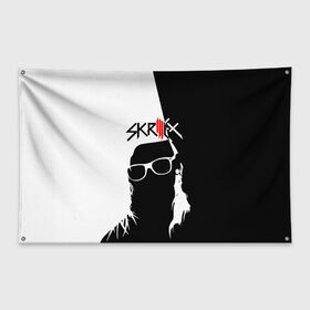 Флаг-баннер с принтом Skrillex в городе Новоалтайск, 100% полиэстер | размер 67 х 109 см, плотность ткани — 95 г/м2; по краям флага есть четыре люверса для крепления | john | moore | skrilex | skrillex | sonny | twipz | бростеп | джон | диджей | композитор | музыкант | мур | продюсер | скрайлекс | скрайллекс | скрилекс | скриллекс | сонни | хаус | электро