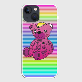 Чехол для iPhone 13 mini с принтом Мишка Lil Peep в городе Новоалтайск,  |  | Тематика изображения на принте: gbc | hip hop | lil peep | love | pink | rap | лил пип | лилпип | медведь | медвежонок | мишка | реп | розовый | рэп | тату | трэп | хип хоп | эмо