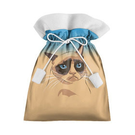 Подарочный 3D мешок с принтом Grumpy cat ART в городе Новоалтайск, 100% полиэстер | Размер: 29*39 см | Тематика изображения на принте: cat | grumpy | грустный кот | киса | кот | котэ | котяра | кошка | мем | сердитый кот