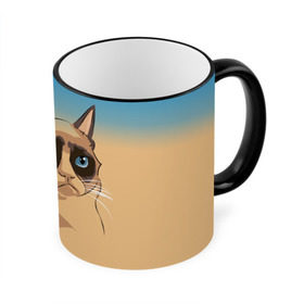 Кружка с принтом Grumpy cat ART в городе Новоалтайск, керамика | ёмкость 330 мл | Тематика изображения на принте: cat | grumpy | грустный кот | киса | кот | котэ | котяра | кошка | мем | сердитый кот