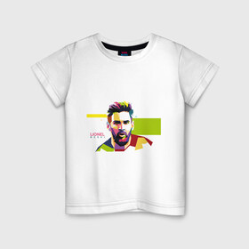 Детская футболка хлопок с принтом Lionel Messi в городе Новоалтайск, 100% хлопок | круглый вырез горловины, полуприлегающий силуэт, длина до линии бедер | argentina | football | goal | messi | sport | team | аргентина | гол | ди мария | игрок | месси | мяч | спорт | тренер | футбол | чемпион | чемпионат