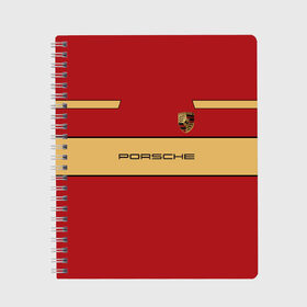 Тетрадь с принтом Porsche в городе Новоалтайск, 100% бумага | 48 листов, плотность листов — 60 г/м2, плотность картонной обложки — 250 г/м2. Листы скреплены сбоку удобной пружинной спиралью. Уголки страниц и обложки скругленные. Цвет линий — светло-серый
 | 991 | ag | cayenne | macan | panamera | porsche | sport | volkswagen group | авто | автомобиль | знак | лого | машина | порсше | порш | порше | седан | символ | спорт | тачка | хэтчбек | эмблема