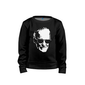 Детский свитшот хлопок с принтом STAN LEE в городе Новоалтайск, 100% хлопок | круглый вырез горловины, эластичные манжеты, пояс и воротник | Тематика изображения на принте: stan lee | ли | стен | стэн