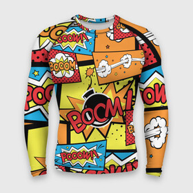 Мужской рашгард 3D с принтом Boom Pop Art в городе Новоалтайск,  |  | pop art | style | безумство | комикс | лейблы | микс | поп арт | яркие | яркое | яркости
