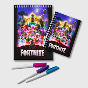 Блокнот с принтом Fortnite Королевская Битва в городе Новоалтайск, 100% бумага | 48 листов, плотность листов — 60 г/м2, плотность картонной обложки — 250 г/м2. Листы скреплены удобной пружинной спиралью. Цвет линий — светло-серый
 | battle | epic | fortnite | games | heroes | logo | ninja | raven | royale | битва | боевой | ворон | герои | кефир | королевская | лого | логотип | ниндзя | пропуск | топ 1 | фартнайт | фортнайт | эпик