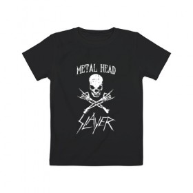 Детская футболка хлопок с принтом Slayer в городе Новоалтайск, 100% хлопок | круглый вырез горловины, полуприлегающий силуэт, длина до линии бедер | Тематика изображения на принте: slayer | группа | гэри холт | керри кинг | метал | музыка | пентаграмма | песни | пол бостаф | рок | слаер | слайер | слеар | слеер | слейр | слеяр | том арайа | трэш | тяжелый | хеви