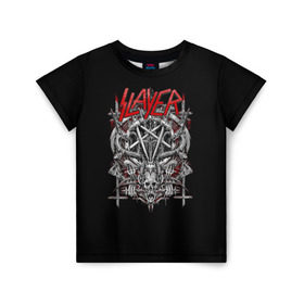 Детская футболка 3D с принтом Slayer в городе Новоалтайск, 100% гипоаллергенный полиэфир | прямой крой, круглый вырез горловины, длина до линии бедер, чуть спущенное плечо, ткань немного тянется | slayer | группа | гэри холт | керри кинг | метал | музыка | пентаграмма | песни | пол бостаф | рок | слаер | слайер | слеар | слеер | слейр | слеяр | том арайа | трэш | тяжелый | хеви