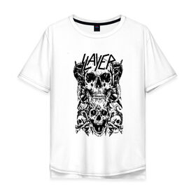 Мужская футболка хлопок Oversize с принтом Slayer в городе Новоалтайск, 100% хлопок | свободный крой, круглый ворот, “спинка” длиннее передней части | slayer | группа | гэри холт | керри кинг | метал | музыка | пентаграмма | песни | пол бостаф | рок | слаер | слайер | слеар | слеер | слейр | слеяр | том арайа | трэш | тяжелый | хеви
