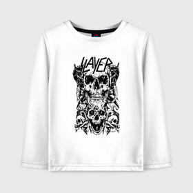Детский лонгслив хлопок с принтом Slayer в городе Новоалтайск, 100% хлопок | круглый вырез горловины, полуприлегающий силуэт, длина до линии бедер | slayer | группа | гэри холт | керри кинг | метал | музыка | пентаграмма | песни | пол бостаф | рок | слаер | слайер | слеар | слеер | слейр | слеяр | том арайа | трэш | тяжелый | хеви