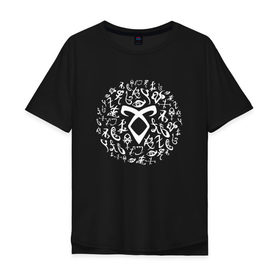 Мужская футболка хлопок Oversize с принтом Shadowhunters руны в городе Новоалтайск, 100% хлопок | свободный крой, круглый ворот, “спинка” длиннее передней части | freeform | shadowhunters | доминик шервуд | клэри фрэй | кэтрин макнамара | фэнтази