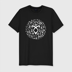 Мужская футболка хлопок Slim с принтом Shadowhunters руны в городе Новоалтайск, 92% хлопок, 8% лайкра | приталенный силуэт, круглый вырез ворота, длина до линии бедра, короткий рукав | freeform | shadowhunters | доминик шервуд | клэри фрэй | кэтрин макнамара | фэнтази