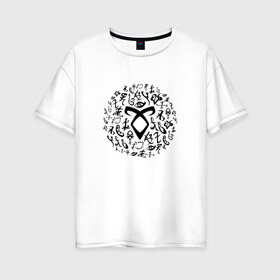Женская футболка хлопок Oversize с принтом Angelic power в городе Новоалтайск, 100% хлопок | свободный крой, круглый ворот, спущенный рукав, длина до линии бедер
 | freeform | shadowhunters | доминик шервуд | клэри фрэй | кэтрин макнамара | фэнтази