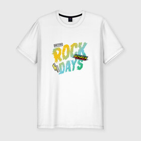 Мужская футболка хлопок Slim с принтом Rock days в городе Новоалтайск, 92% хлопок, 8% лайкра | приталенный силуэт, круглый вырез ворота, длина до линии бедра, короткий рукав | Тематика изображения на принте: кайф | летние | летняя | лето | мотивация | надписи | надпись | настроение | рок | с надписью | с надписями | цитата | цитаты