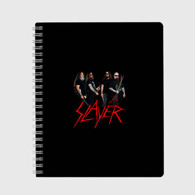 Тетрадь с принтом Slayer в городе Новоалтайск, 100% бумага | 48 листов, плотность листов — 60 г/м2, плотность картонной обложки — 250 г/м2. Листы скреплены сбоку удобной пружинной спиралью. Уголки страниц и обложки скругленные. Цвет линий — светло-серый
 | slayer | гэри холт | керри кинг | музыка | пол бостаф | рок группа | слаер | слайер | слеар | слеер | слейр | слеяр | том арайа | хеви
