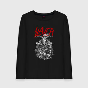 Женский лонгслив хлопок с принтом Slayer в городе Новоалтайск, 100% хлопок |  | slayer | гэри холт | керри кинг | пол бостаф | рок группа | слаер | слайер | слеар | слеер | слейр | слеяр | том арайа | хеви