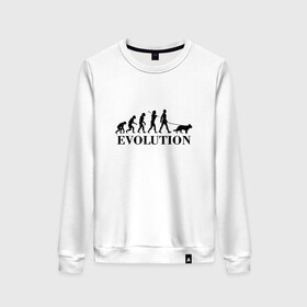 Женский свитшот хлопок с принтом Evolution в городе Новоалтайск, 100% хлопок | прямой крой, круглый вырез, на манжетах и по низу широкая трикотажная резинка  | dog | друг человека | кинолог | люблю собак | овчарка | пес | собака | собачник | щенок | эволюция