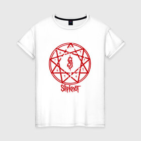 Женская футболка хлопок с принтом Slipknot в городе Новоалтайск, 100% хлопок | прямой крой, круглый вырез горловины, длина до линии бедер, слегка спущенное плечо | slipknot | джей вайнберг | кользящий узел | крис фен | крэйг джонс | мик томсон | петля | рок музыка | сид уилсон | слайпкнот | слипкнот | слипнот | удавка