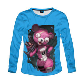 Женский лонгслив 3D с принтом Cuddle Team Leader в городе Новоалтайск, 100% полиэстер | длинные рукава, круглый вырез горловины, полуприлегающий силуэт | battle royale | cuddle | fortnite | leader | битва | королевская | ниндзя | розовый медведь | фортнайт