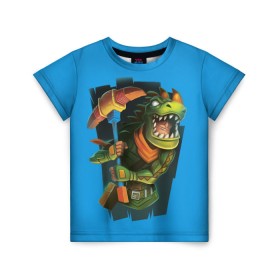 Детская футболка 3D с принтом Rex / Fortnite в городе Новоалтайск, 100% гипоаллергенный полиэфир | прямой крой, круглый вырез горловины, длина до линии бедер, чуть спущенное плечо, ткань немного тянется | Тематика изображения на принте: battle | fortnite | rax | rex | royale | битва | динозавр | королевская | рекс | фортнайт