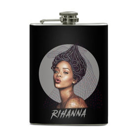 Фляга с принтом Rihanna в городе Новоалтайск, металлический корпус | емкость 0,22 л, размер 125 х 94 мм. Виниловая наклейка запечатывается полностью | Тематика изображения на принте: rihanna | риана | рианна