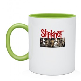 Кружка двухцветная с принтом Slipknot в городе Новоалтайск, керамика | объем — 330 мл, диаметр — 80 мм. Цветная ручка и кайма сверху, в некоторых цветах — вся внутренняя часть | slipknot | альтернативный | грув | джей вайнберг | кользящий узел | крис фен | крэйг джонс | метал | мик томсон | музыка | ню | петля | рок | сид уилсон | слайпкнот | слипкнот | слипнот | удавка