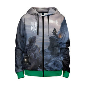 Детская толстовка 3D на молнии с принтом Frostpunk - mountain в городе Новоалтайск, 100% полиэстер |  манжеты и пояс оформлены широкой мягкой резинкой, двухслойный капюшон со шнурком для регулировки, спереди карманы и застежка-молния
 | 