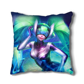 Подушка 3D с принтом DJ Sona | League of Legends в городе Новоалтайск, наволочка – 100% полиэстер, наполнитель – холлофайбер (легкий наполнитель, не вызывает аллергию). | состоит из подушки и наволочки. Наволочка на молнии, легко снимается для стирки | lol | moba | riot games | воин | лига легенд | маг | поддержка | стратегия | стрелок | танк | чемпион