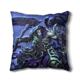 Подушка 3D с принтом Darksiders II: Death Lives в городе Новоалтайск, наволочка – 100% полиэстер, наполнитель – холлофайбер (легкий наполнитель, не вызывает аллергию). | состоит из подушки и наволочки. Наволочка на молнии, легко снимается для стирки | Тематика изображения на принте: ад | апокалипсис | война | тьма