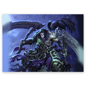 Поздравительная открытка с принтом Darksiders II: Death Lives в городе Новоалтайск, 100% бумага | плотность бумаги 280 г/м2, матовая, на обратной стороне линовка и место для марки
 | ад | апокалипсис | война | тьма
