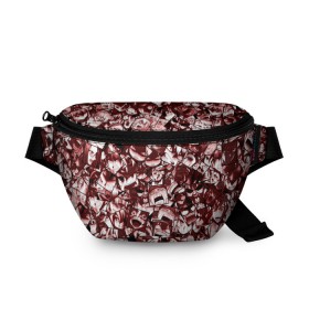 Поясная сумка 3D с принтом Ярость аниме в городе Новоалтайск, 100% полиэстер | плотная ткань, ремень с регулируемой длиной, внутри несколько карманов для мелочей, основное отделение и карман с обратной стороны сумки застегиваются на молнию | ahegao | anime | manga | злость | комиксы | красный | крик | лица | лицо | манга | паттрен | фрагменты