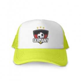 Кепка тракер с сеткой с принтом Germany в городе Новоалтайск, трикотажное полотно; задняя часть — сетка | длинный козырек, универсальный размер, пластиковая застежка | football | germany | sport | бавария | боатенг | боруссия | германия | гол | клопп | мюллер | мяч | нойер | озил | сборная | спорт | тренер | флпг | футбол | хедира | чемпион | чемпионат