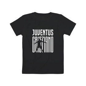 Детская футболка хлопок с принтом Juventus - Cristiano Ronaldo 7 в городе Новоалтайск, 100% хлопок | круглый вырез горловины, полуприлегающий силуэт, длина до линии бедер | Тематика изображения на принте: 0x000000123 | cristiano ronaldo | juventus | криштиано роналдо | ювентус