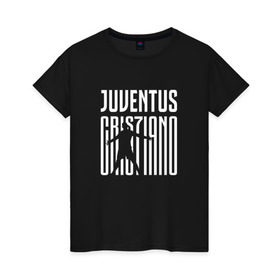 Женская футболка хлопок с принтом Juventus - Cristiano Ronaldo 7 в городе Новоалтайск, 100% хлопок | прямой крой, круглый вырез горловины, длина до линии бедер, слегка спущенное плечо | 0x000000123 | cristiano ronaldo | juventus | криштиано роналдо | ювентус