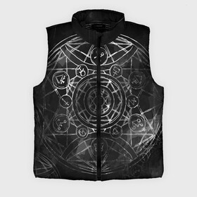 Мужской жилет утепленный 3D с принтом Black Alchemy в городе Новоалтайск,  |  | alchemy | art | black | circles | design | lines | metal dark | runes | алхимия | арт | блэк метал | линии | метал | руны | черный