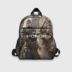 Детский рюкзак 3D с принтом FOR HONOR в городе Новоалтайск, 100% полиэстер | лямки с регулируемой длиной, сверху петелька, чтобы рюкзак можно было повесить на вешалку. Основное отделение закрывается на молнию, как и внешний карман. Внутри дополнительный карман. По бокам два дополнительных кармашка | for honor | викинги | игра | рыцари | средневековье | япония