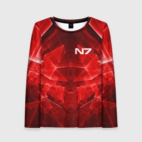 Женский лонгслив 3D с принтом MASS EFFECT N7 в городе Новоалтайск, 100% полиэстер | длинные рукава, круглый вырез горловины, полуприлегающий силуэт | n7 | альянс | броня | костюм | масс эффект | н7