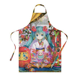 Фартук 3D с принтом Hatsune Miku в городе Новоалтайск, 100% полиэстер | общий размер — 65 х 85 см, ширина нагрудника — 26 см, горловина — 53 см, длина завязок — 54 см, общий обхват в поясе — 173 см. Принт на завязках и на горловине наносится с двух сторон, на основной части фартука — только с внешней стороны | аниме | виртуальная певица | вокалоид | девушки | манга | мульт | сёдзё | сериал | фантастика | япония